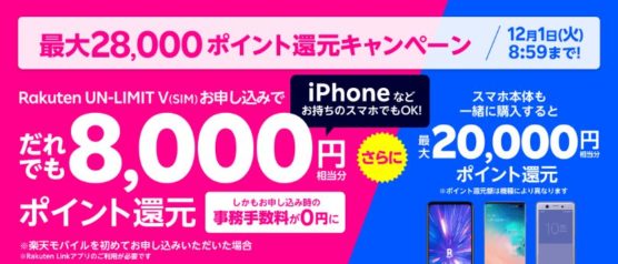 SIMは無料で8,000ポイント還元