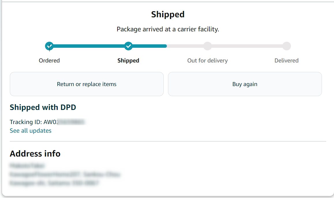 Amazon.comのTracking ID（AW0始まり）確認画面