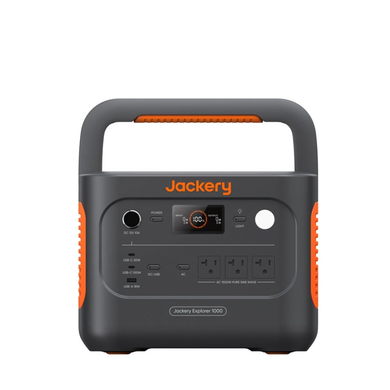 Jackery ポータブル電源 1000 Newの正面。上部にハンドルがある