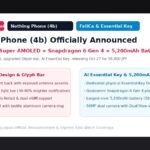 Nothing Phone (4b)の国内発表バナー（FeliCa対応、Essential Key、5,200mAh、59,800円）