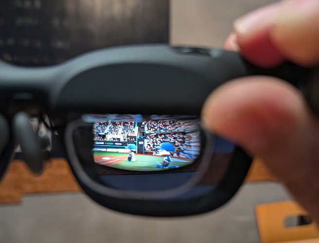 VITURE Pro 2のレンズ越しに映るパワフルプロ野球2026-2027の画面